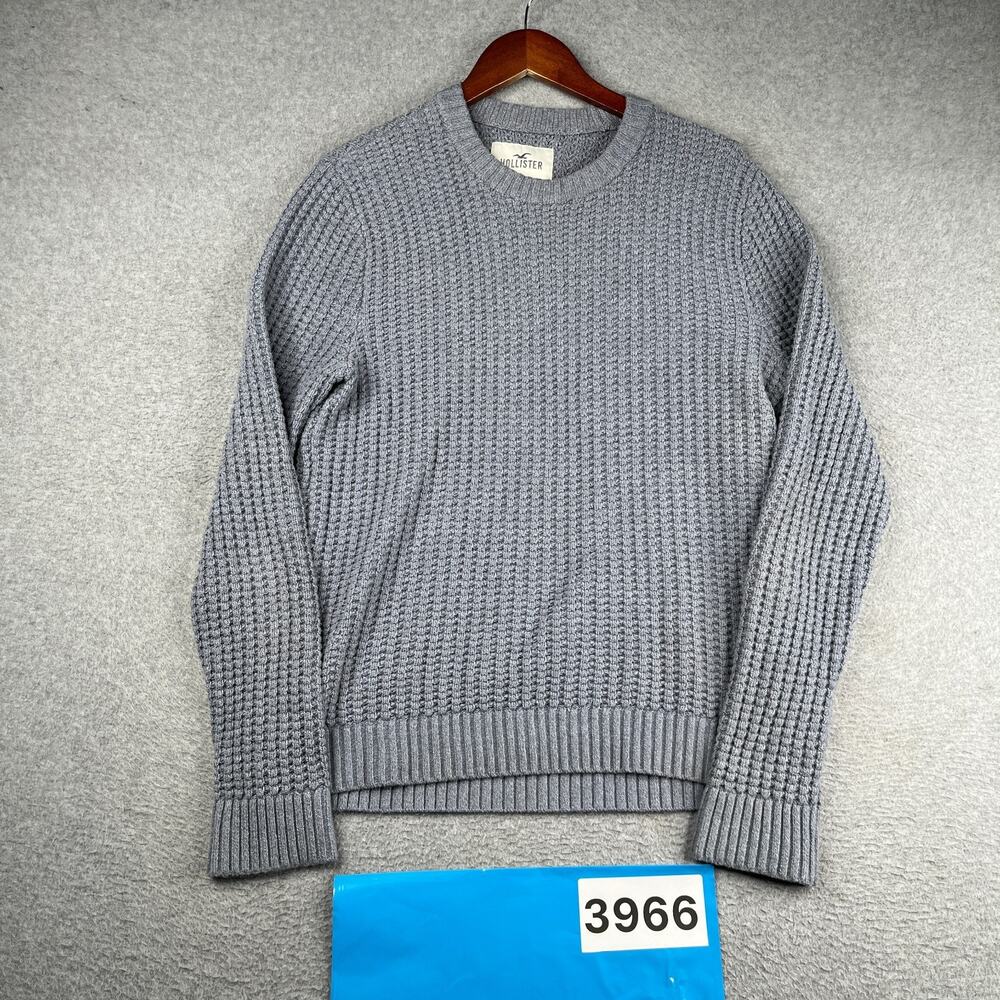 Holister Knit Sweater Crew Neck Long Sleeve Gray Pullover Preppy Mens Medium